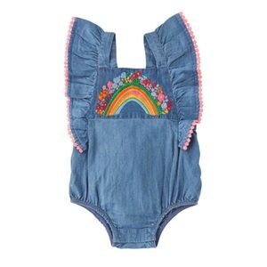 Mud Pie Blue Denim Baby Romper